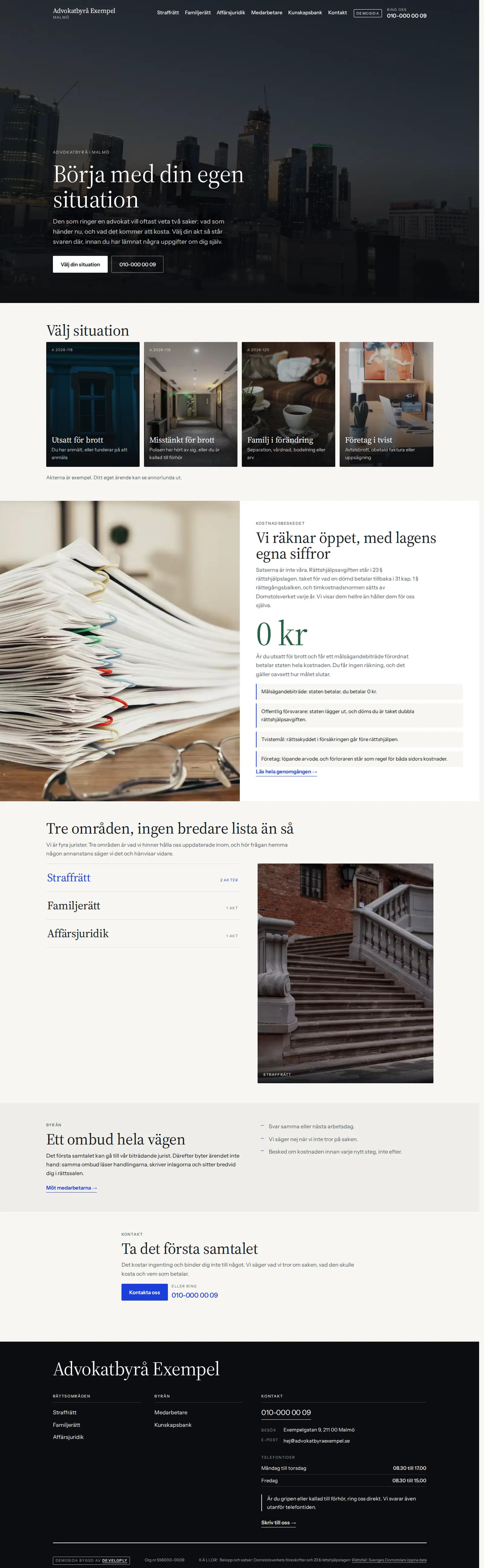Färdig hemsida för advokatbyrå
