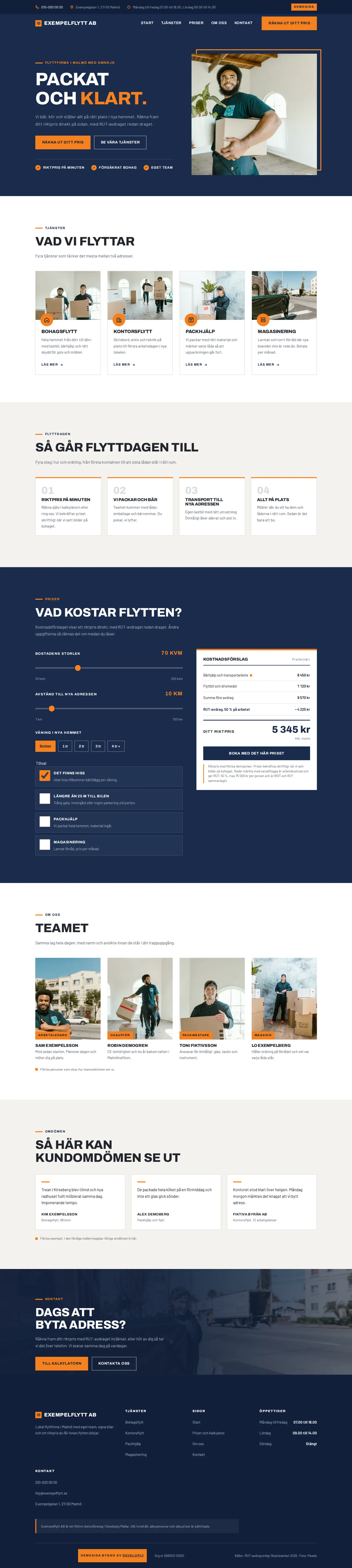 Färdig hemsida för flyttfirma